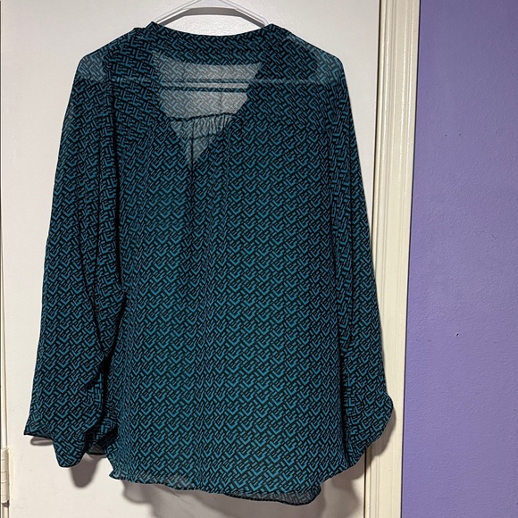 a.n.a Teal Patterned Blouse - Picture 2 of 2